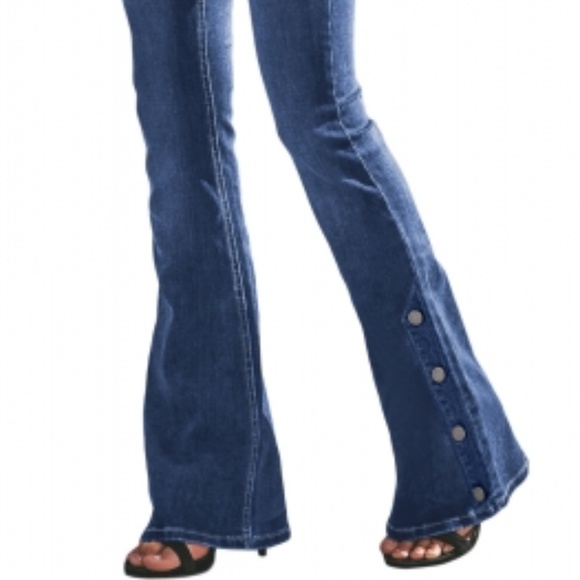 LAST TWO! Blue Anchor Point Bell Bottom Jeans - Picture 2 of 7